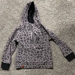 AMPERSAND AVE Gray Leopard Print Kids Hoodie